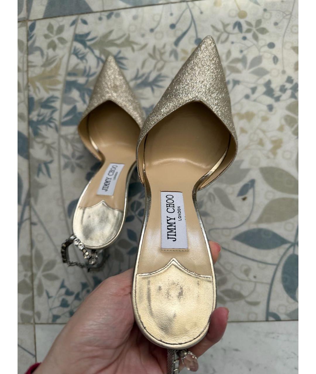 JIMMY CHOO Золотые кожаные туфли, фото 5