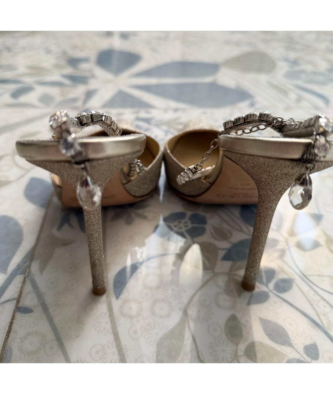 JIMMY CHOO Золотые кожаные туфли, фото 4