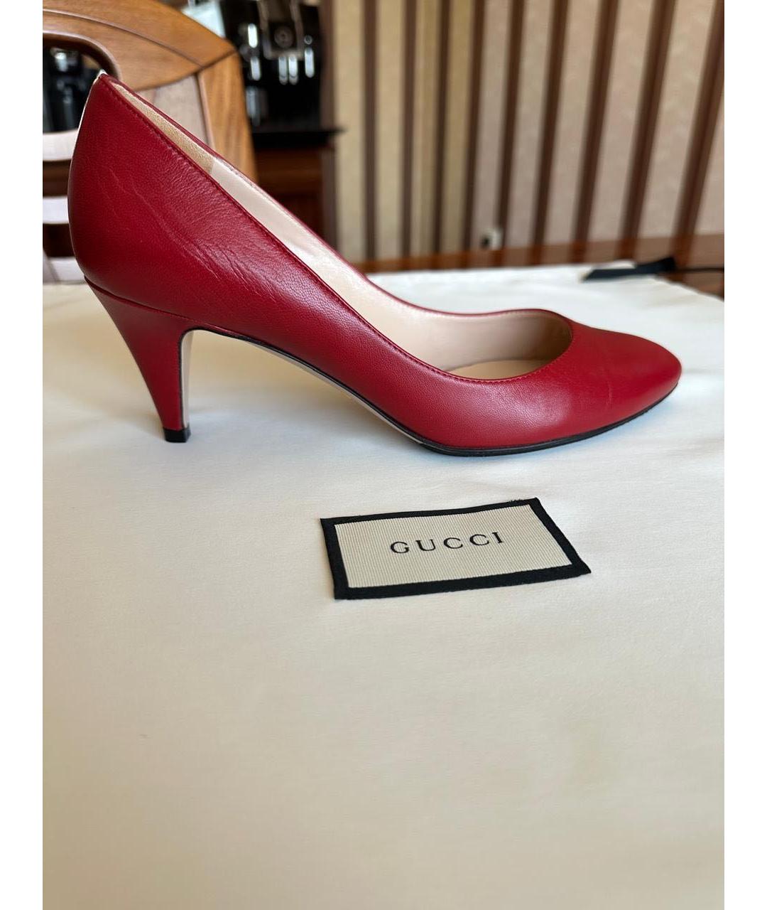 GUCCI Красные кожаные туфли, фото 6