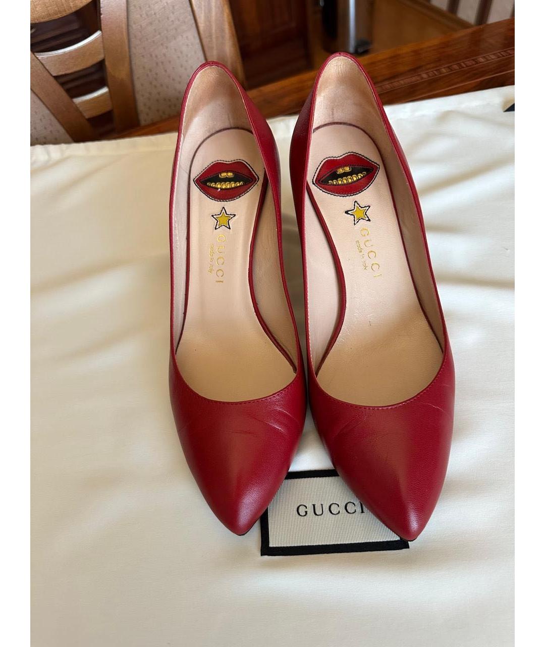 GUCCI Красные кожаные туфли, фото 3