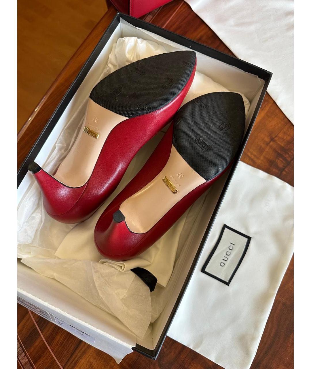 GUCCI Красные кожаные туфли, фото 5