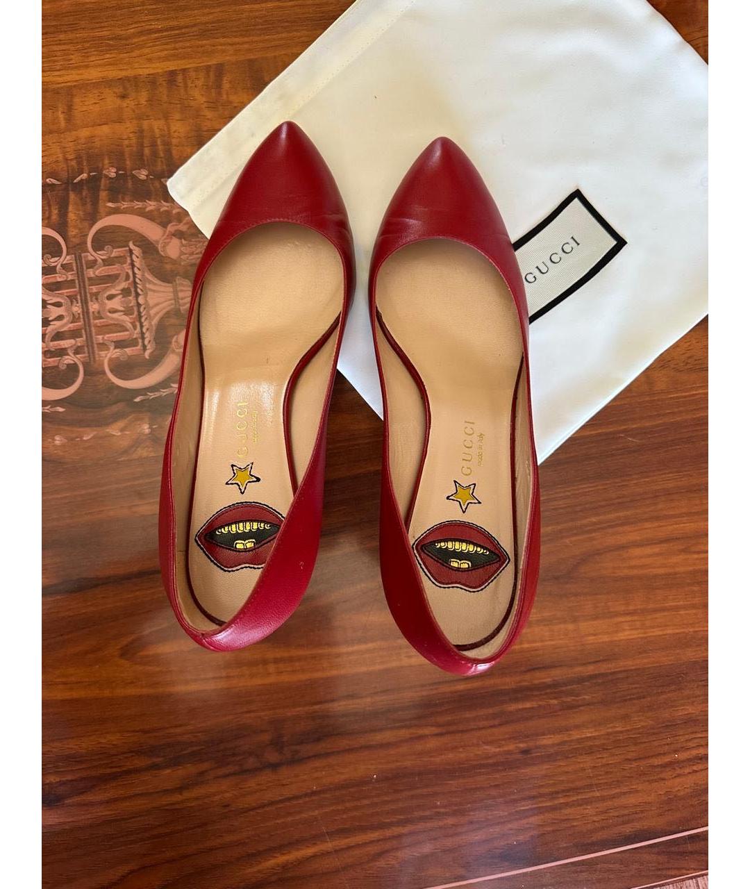 GUCCI Красные кожаные туфли, фото 7