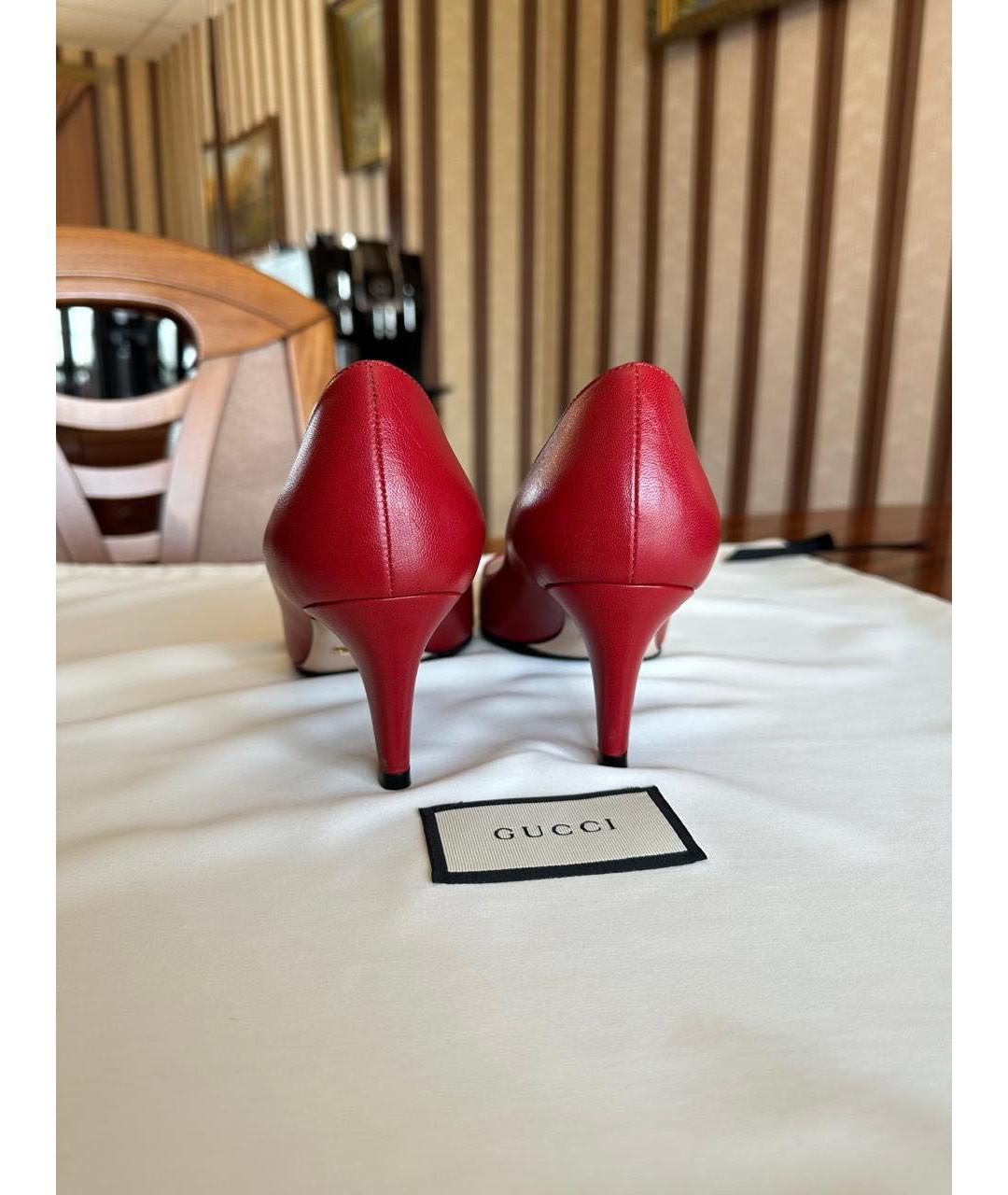 GUCCI Красные кожаные туфли, фото 4
