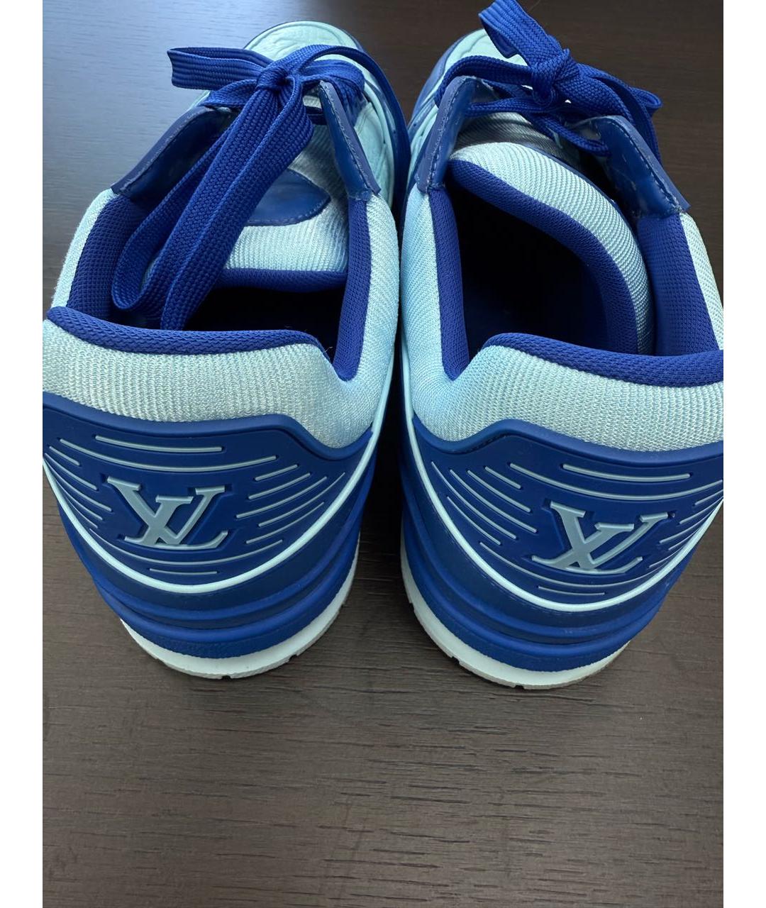 LOUIS VUITTON Голубые кожаные высокие кроссовки / кеды, фото 4