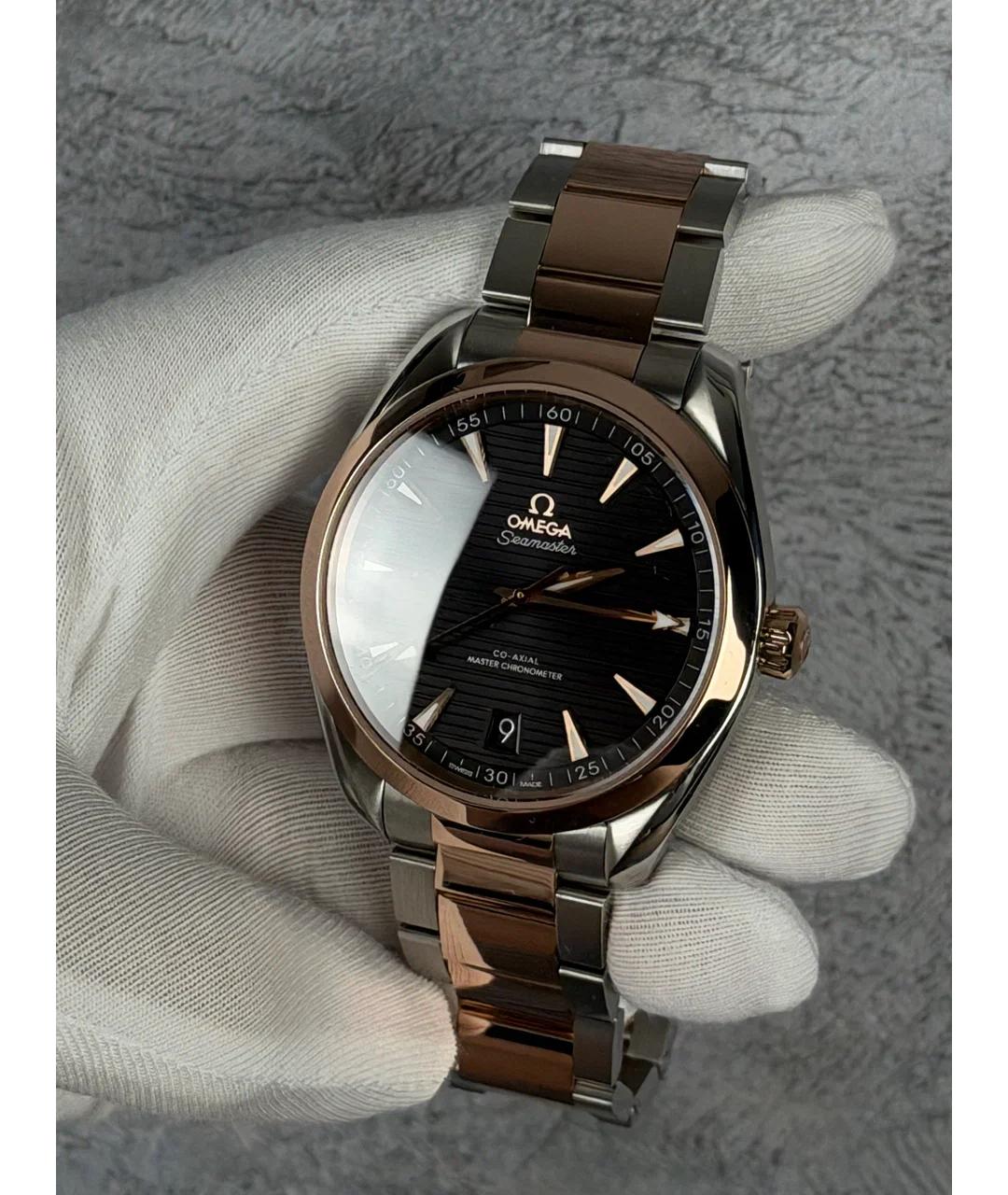OMEGA Черные часы из розового золота, фото 2