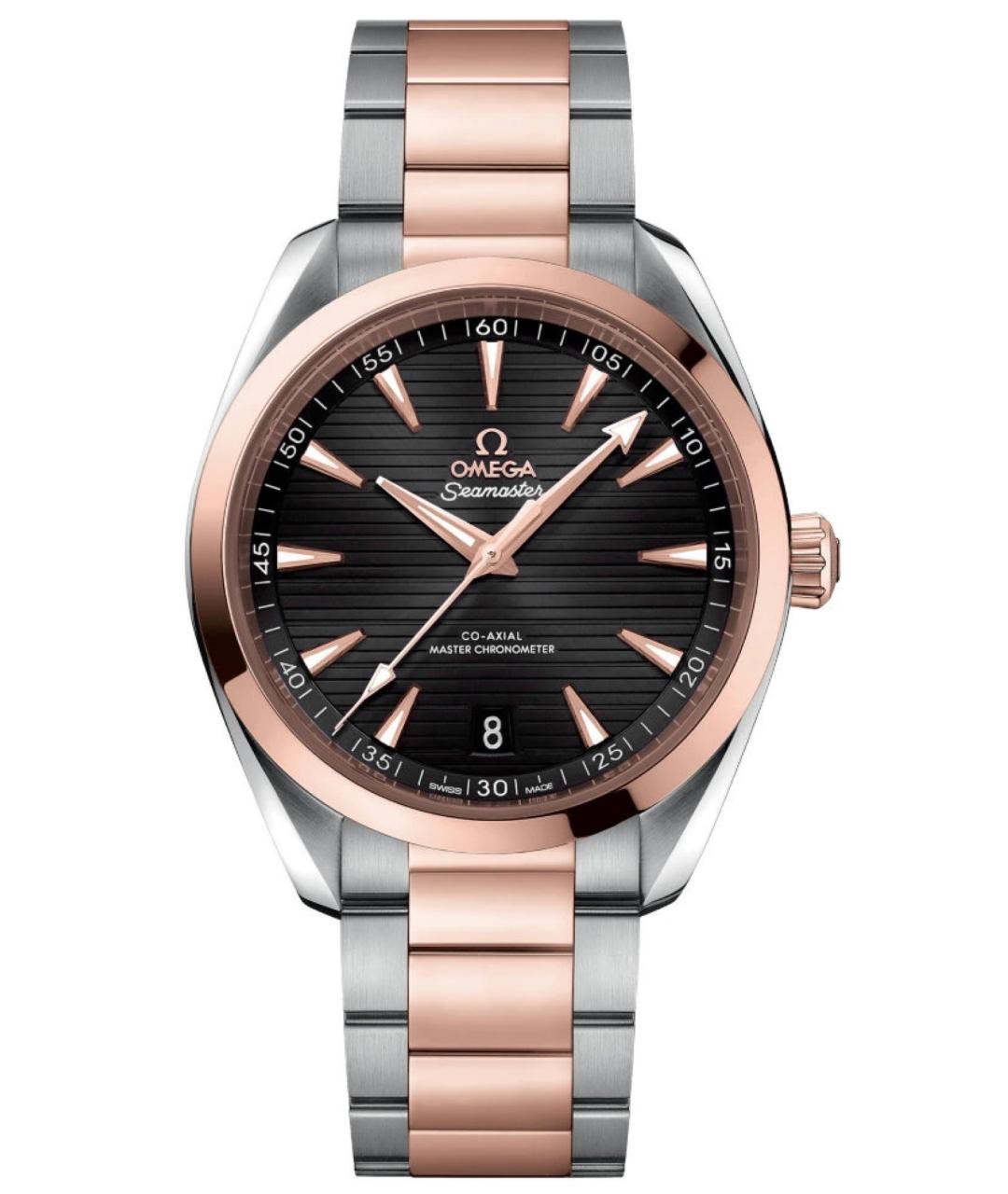 OMEGA Черные часы из розового золота, фото 7