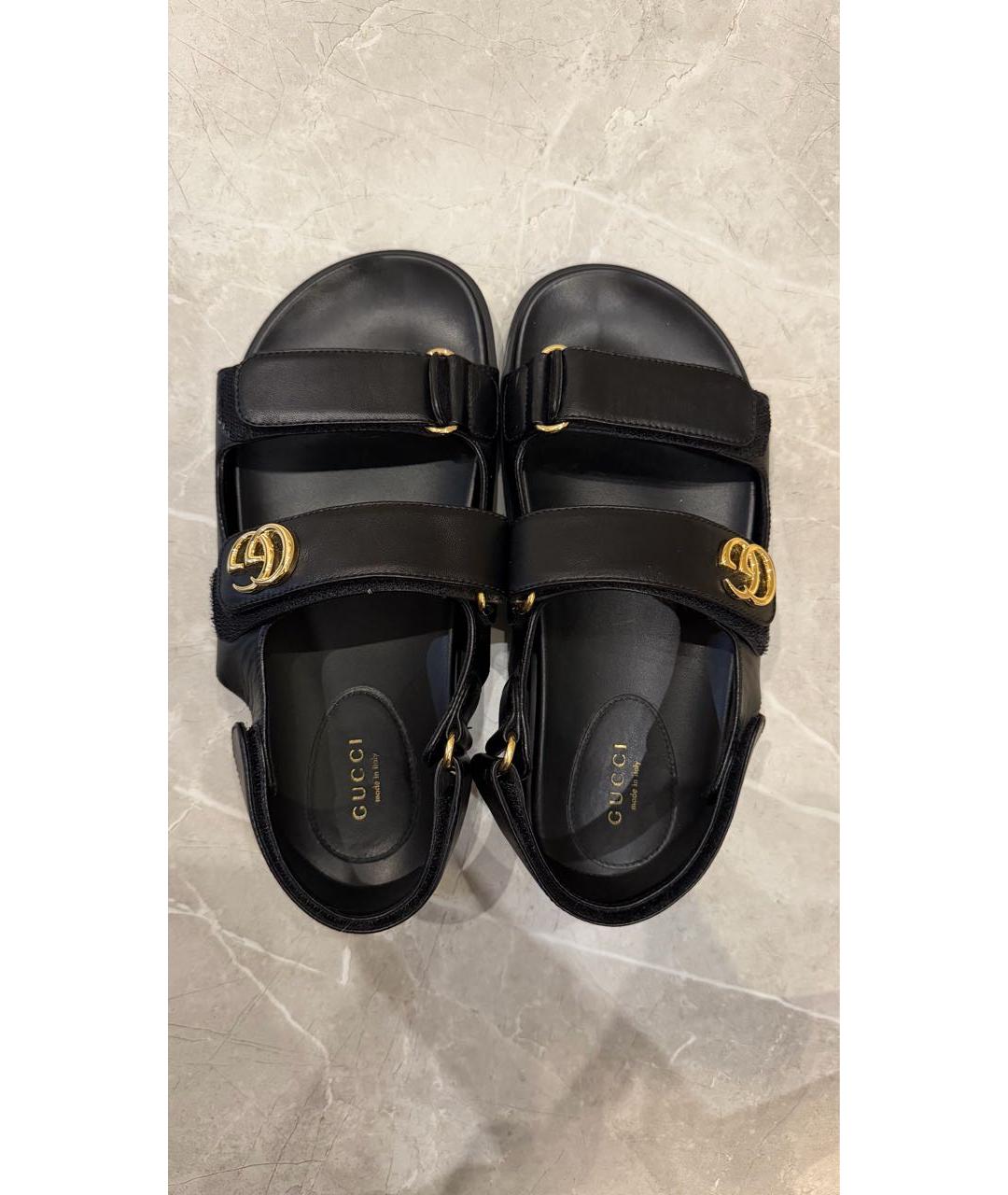 GUCCI Черные кожаные сандалии, фото 3