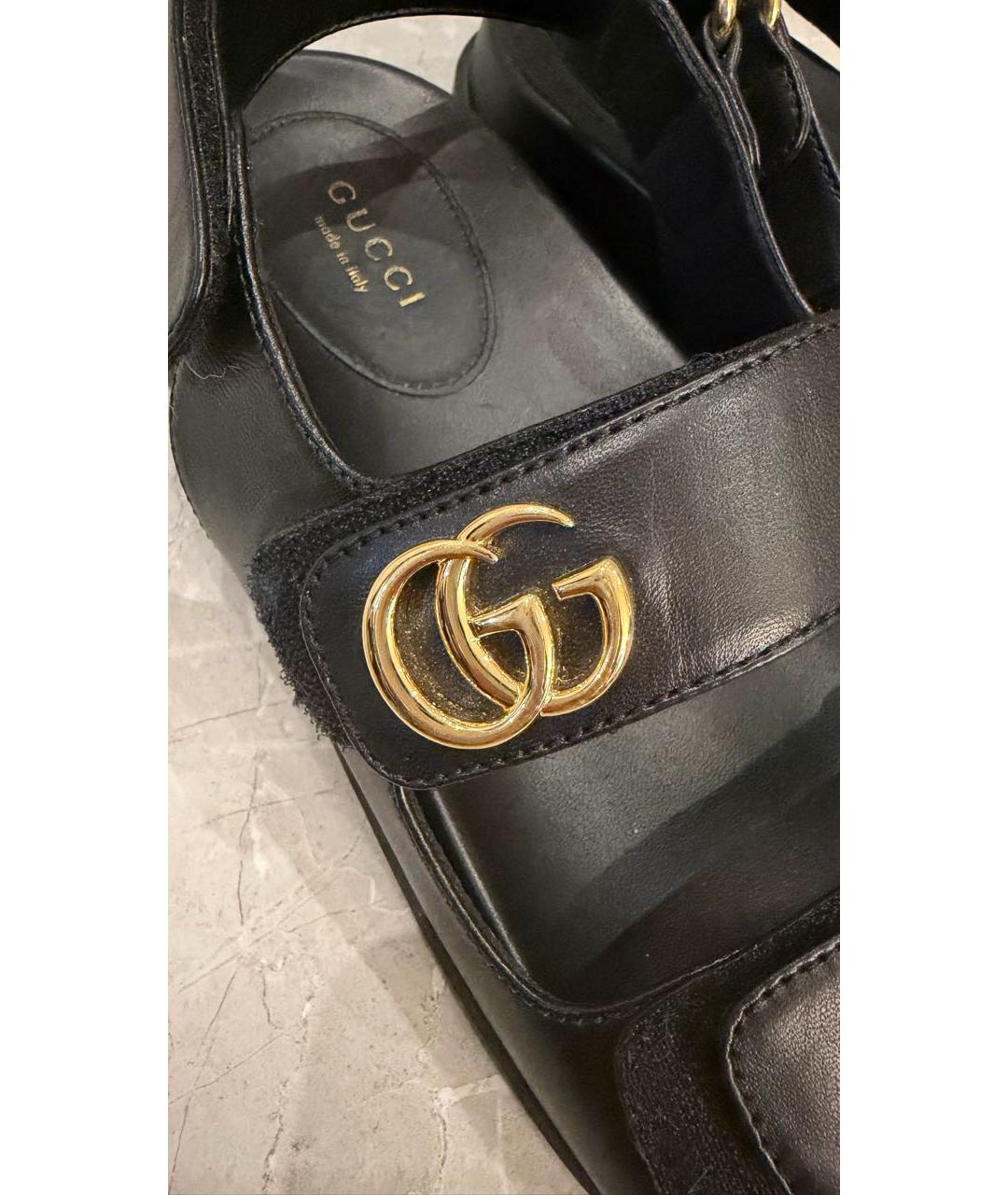 GUCCI Черные кожаные сандалии, фото 7