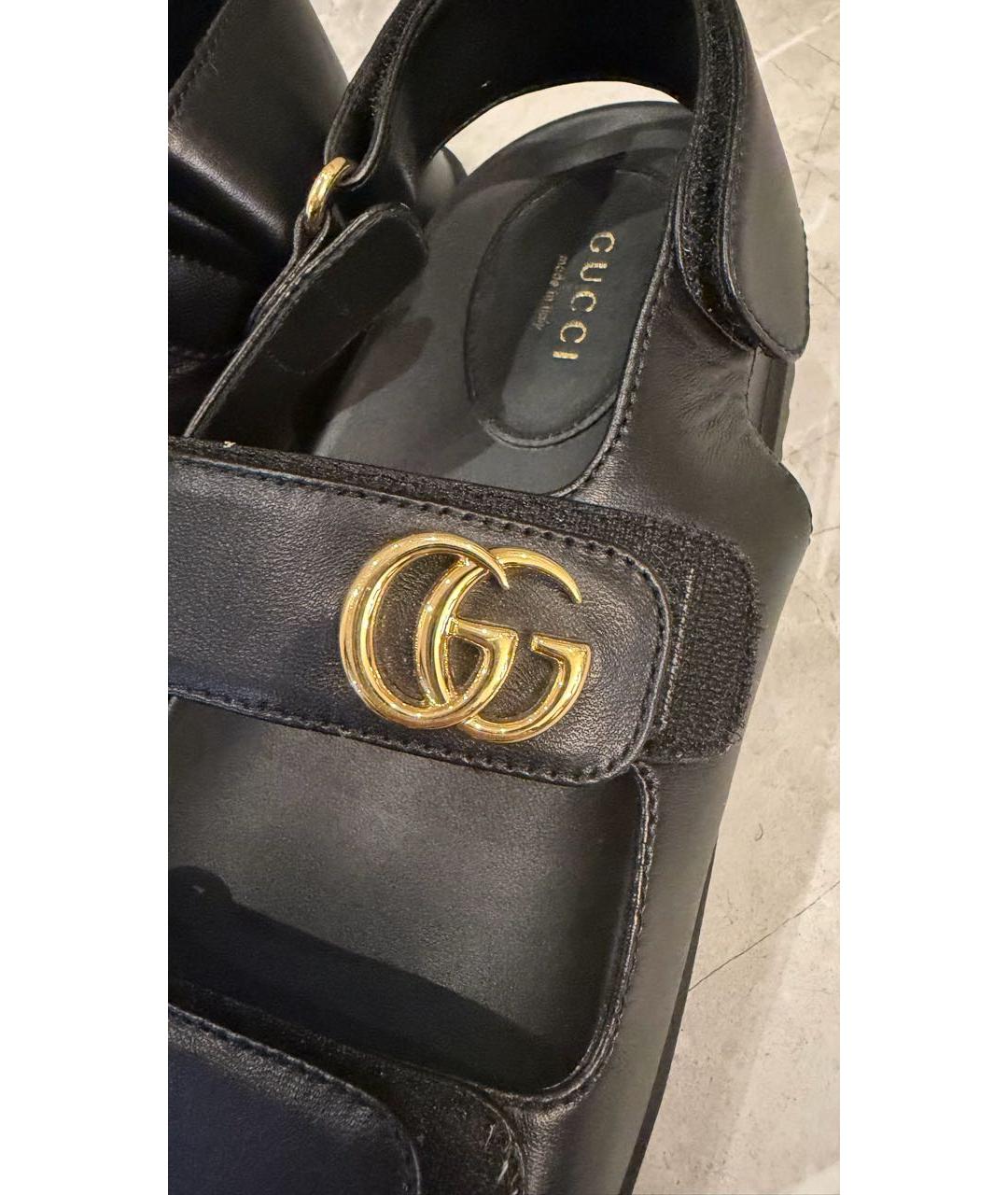GUCCI Черные кожаные сандалии, фото 6
