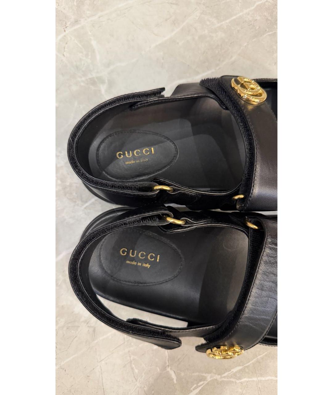 GUCCI Черные кожаные сандалии, фото 8