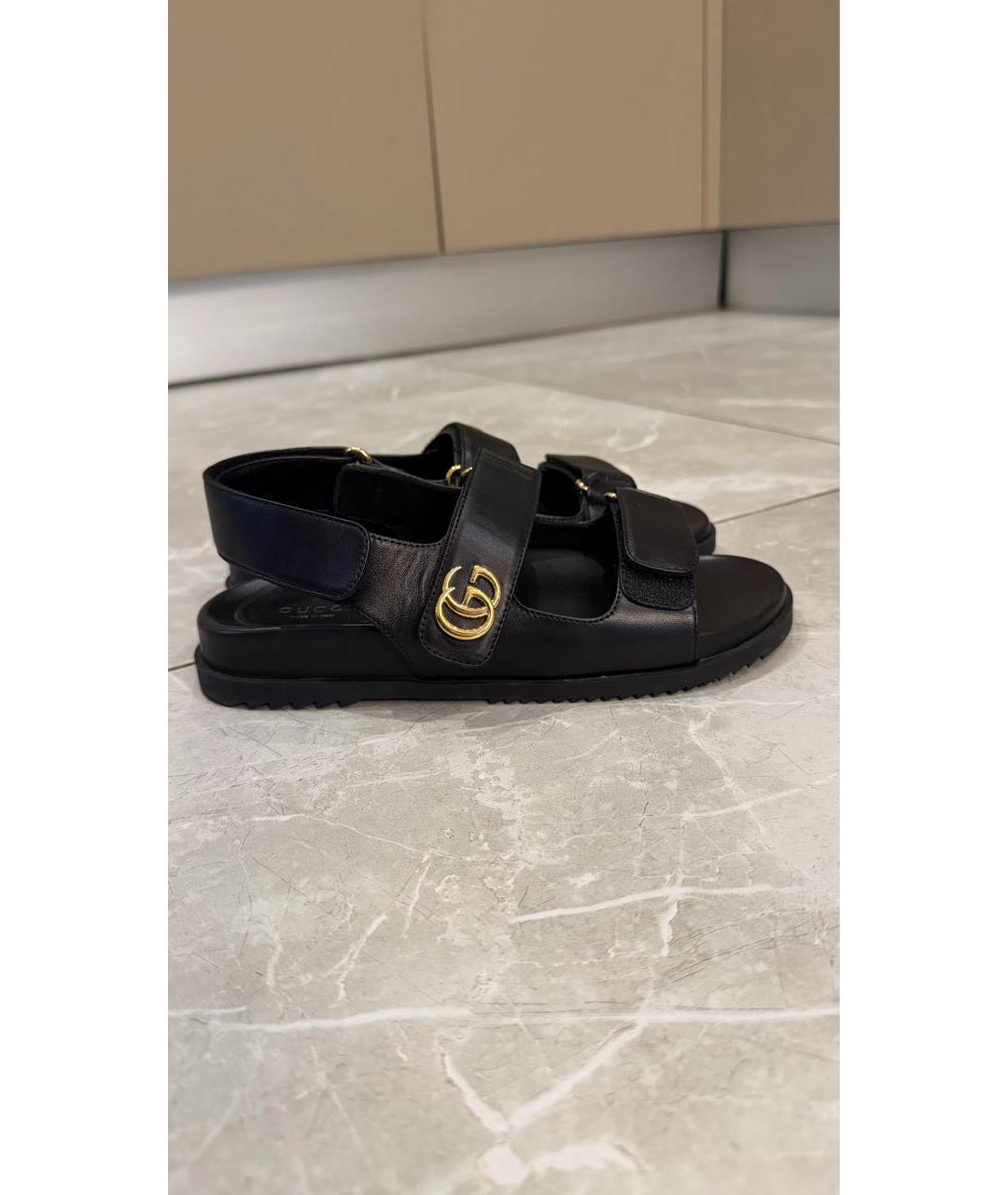 GUCCI Черные кожаные сандалии, фото 9