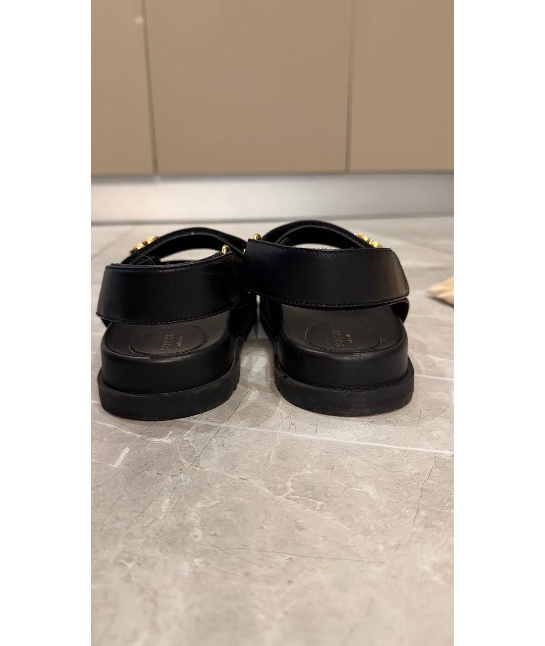 GUCCI Черные кожаные сандалии, фото 4