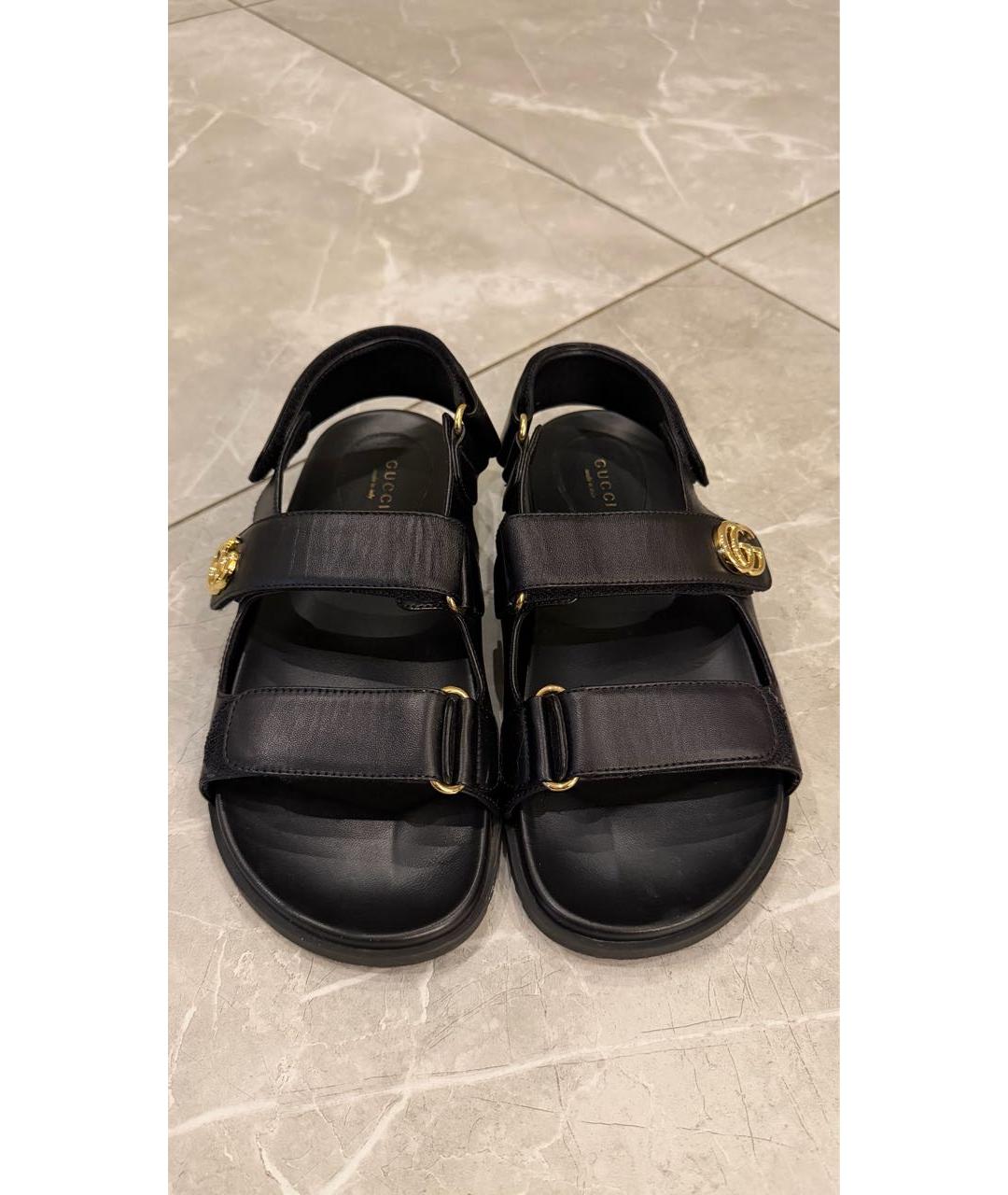 GUCCI Черные кожаные сандалии, фото 2