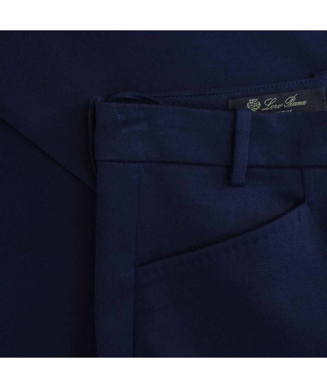 LORO PIANA Темно-синие хлопковые брюки узкие, фото 5