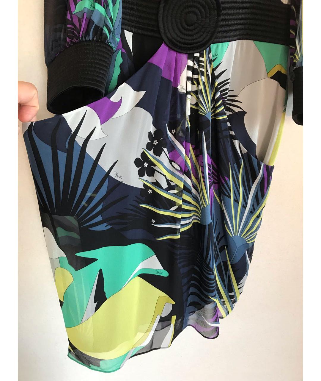 EMILIO PUCCI Мульти шелковое платье, фото 2