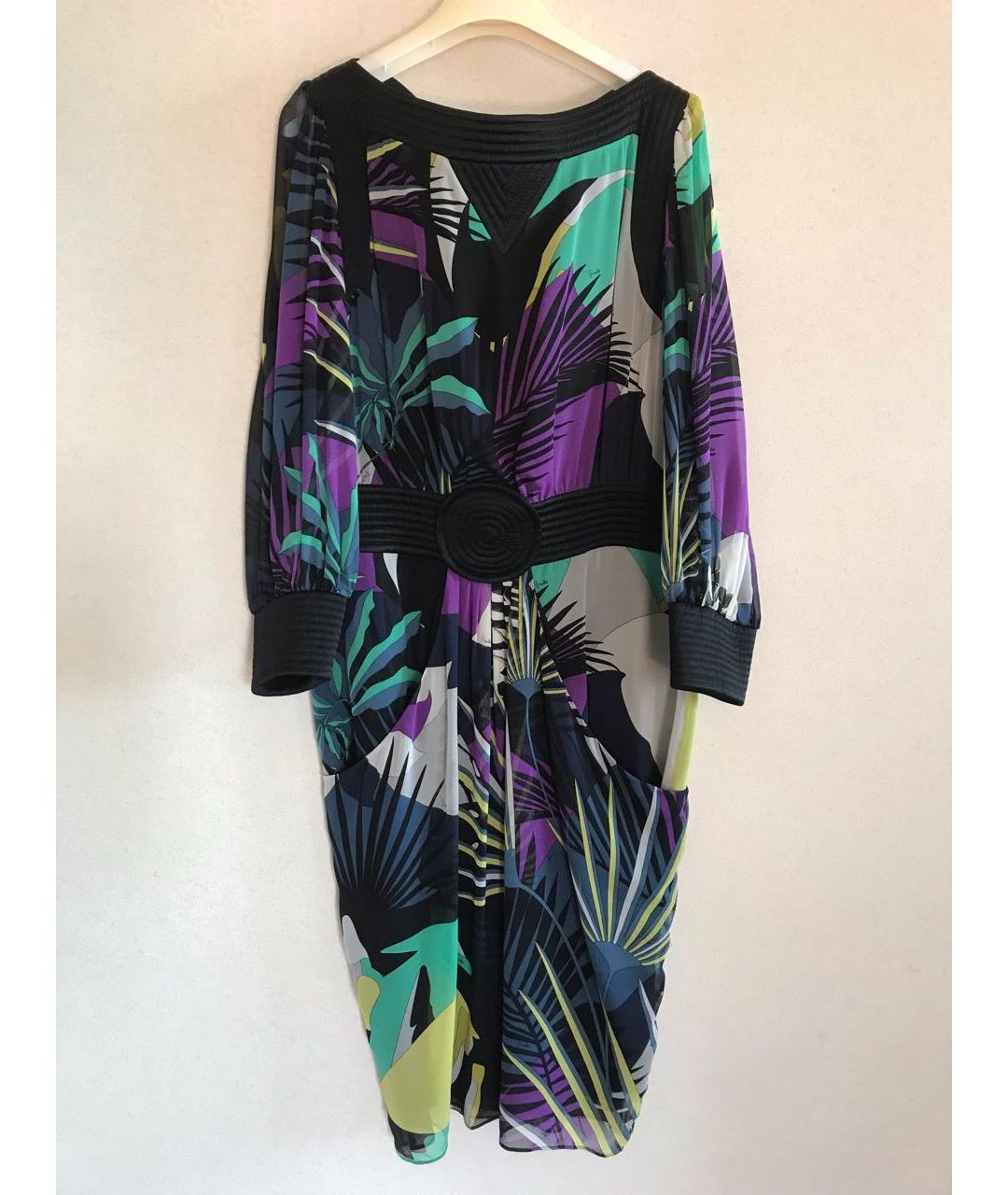 EMILIO PUCCI Мульти шелковое платье, фото 8