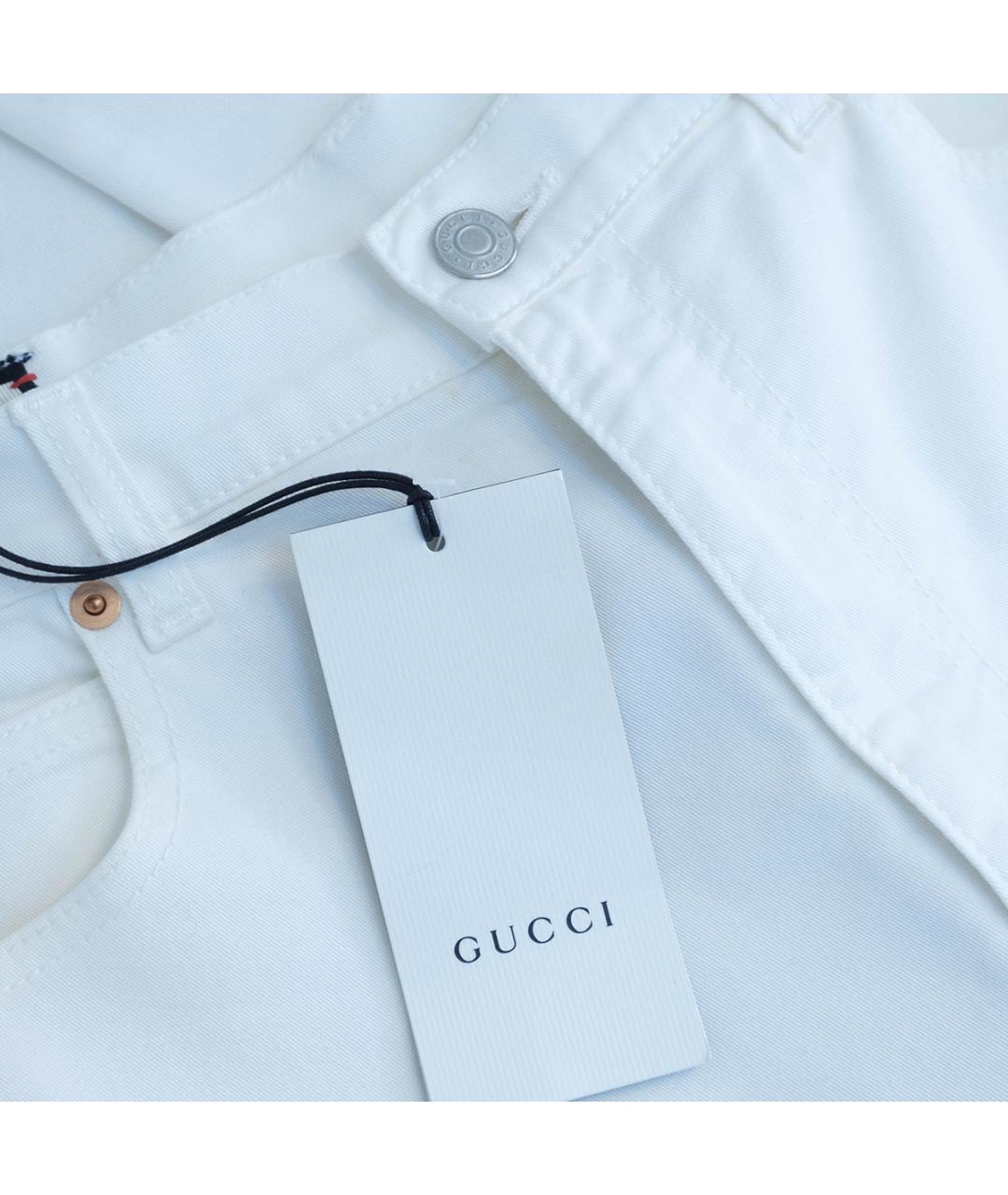 GUCCI Белые хлопковые брюки узкие, фото 3