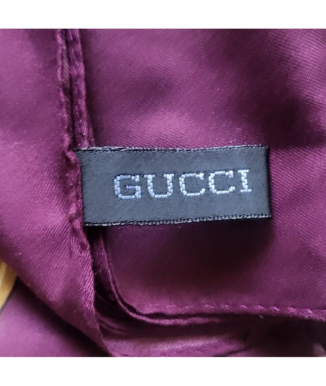 GUCCI Фиолетовый шелковый платок, фото 3