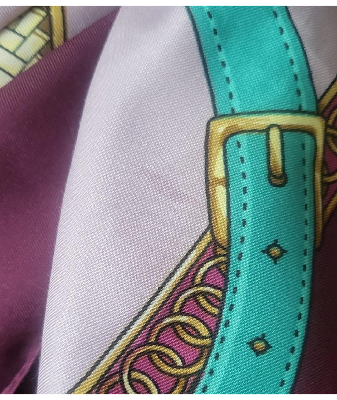 GUCCI Фиолетовый шелковый платок, фото 5