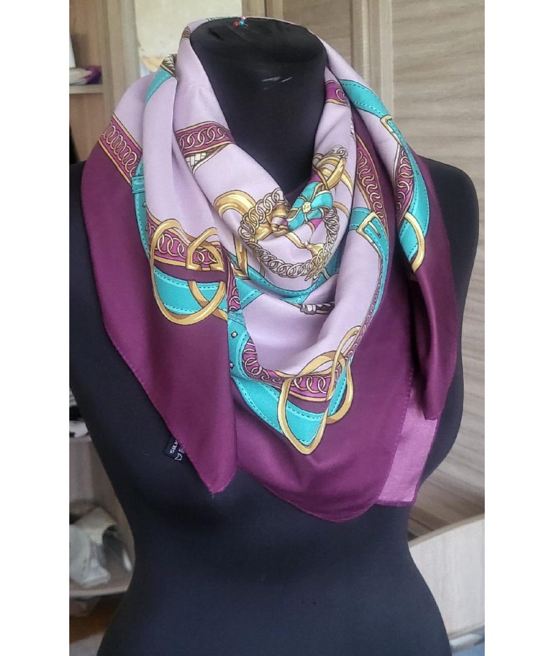 GUCCI Фиолетовый шелковый платок, фото 4