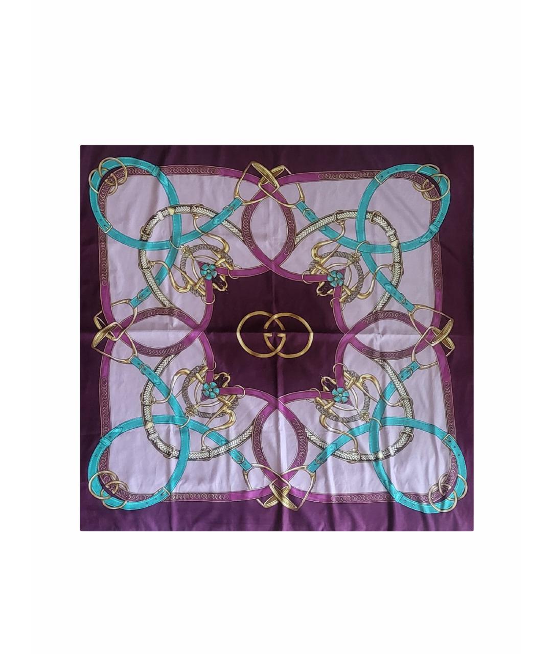 GUCCI Фиолетовый шелковый платок, фото 1