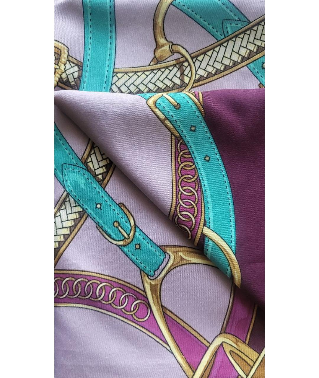 GUCCI Фиолетовый шелковый платок, фото 2