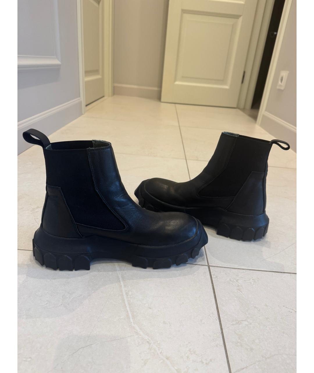 RICK OWENS Черные кожаные высокие ботинки, фото 4