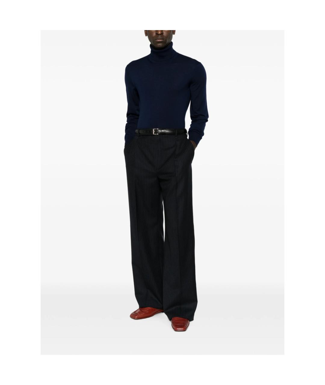 SAINT LAURENT Черные хлопковые повседневные брюки, фото 2