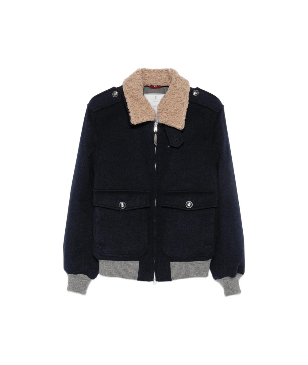 BRUNELLO CUCINELLI Темно-синяя шерстяная куртка, фото 1