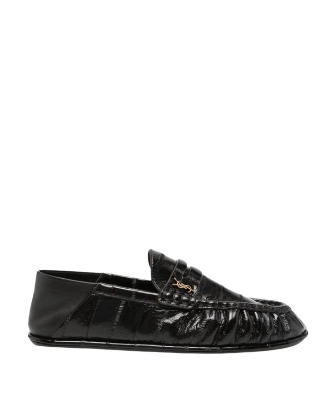 SAINT LAURENT Коричневые лоферы из лакированной кожи, фото 1