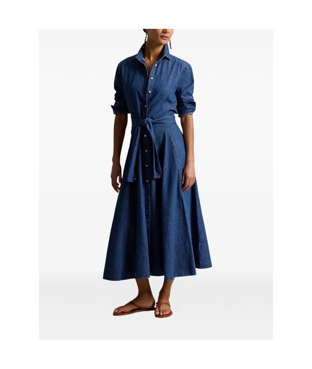 RALPH LAUREN Синее хлопковое повседневное платье, фото 5