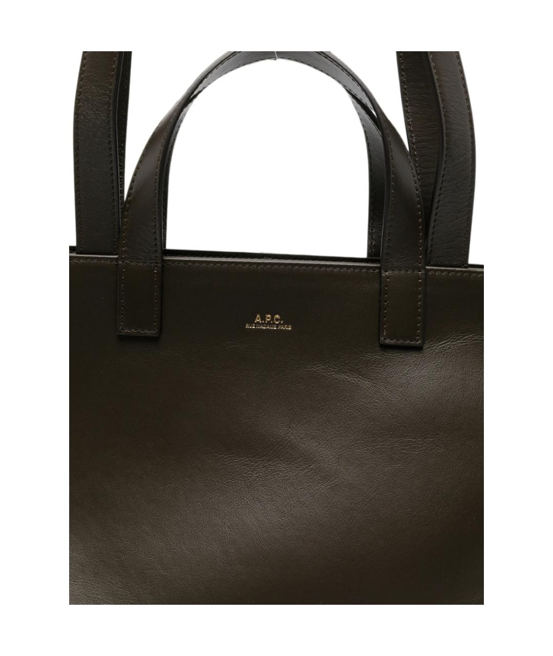 A.P.C. Коричневая кожаная сумка тоут, фото 4