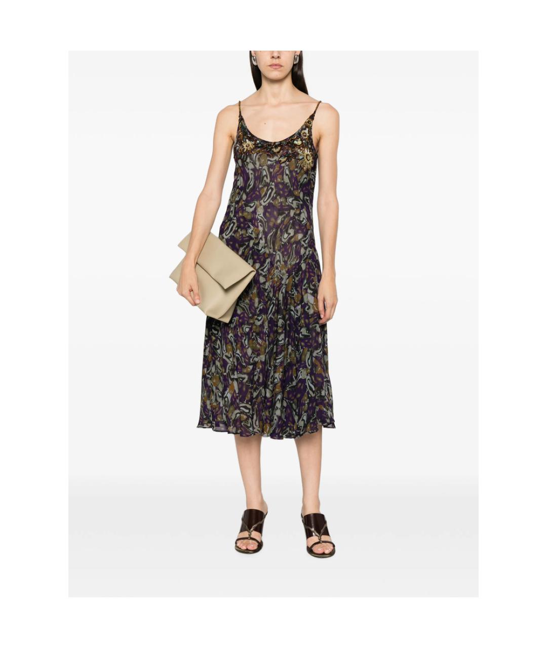 DRIES VAN NOTEN Фиолетовое шелковое повседневное платье, фото 2