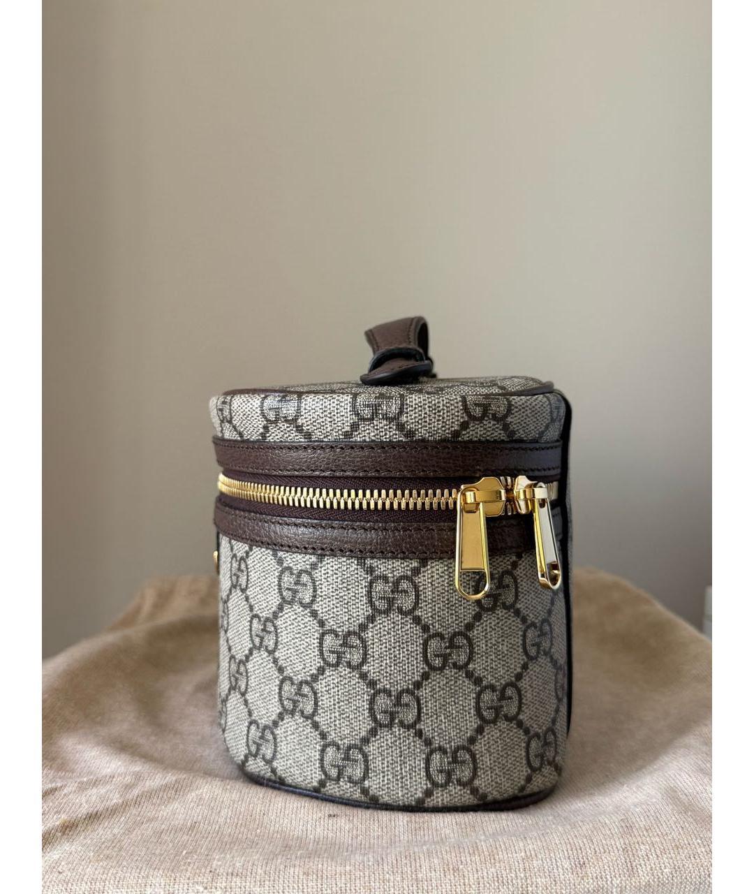 GUCCI Бежевая кожаная сумка с короткими ручками, фото 4