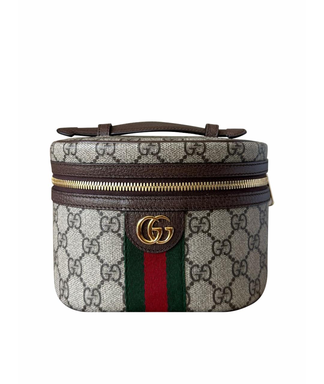 GUCCI Бежевая кожаная сумка с короткими ручками, фото 7