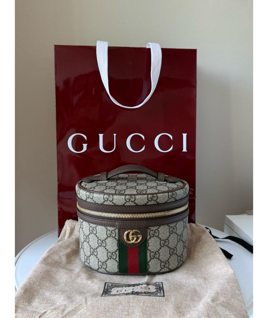 GUCCI Бежевая кожаная сумка с короткими ручками, фото 5