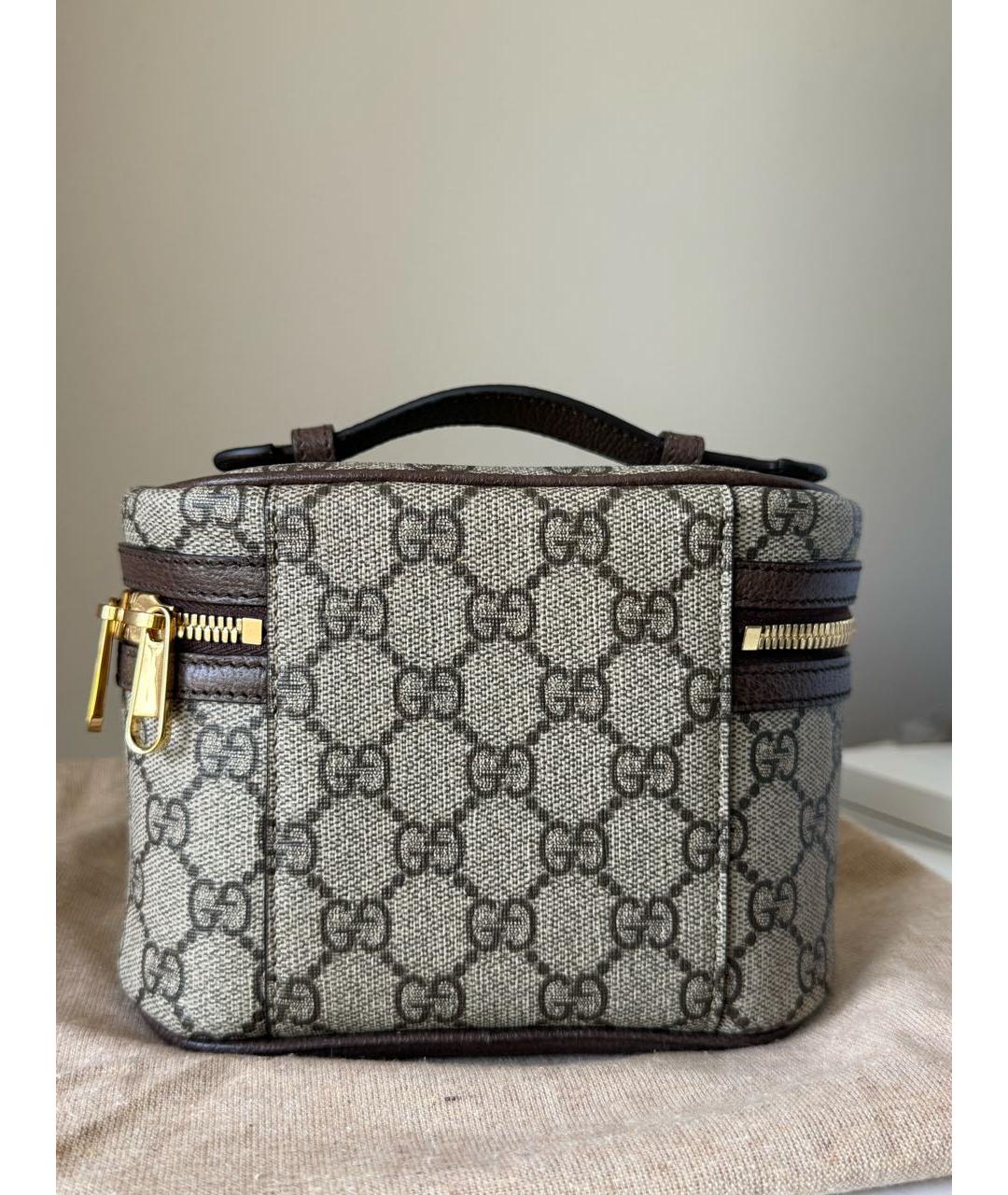 GUCCI Бежевая кожаная сумка с короткими ручками, фото 3