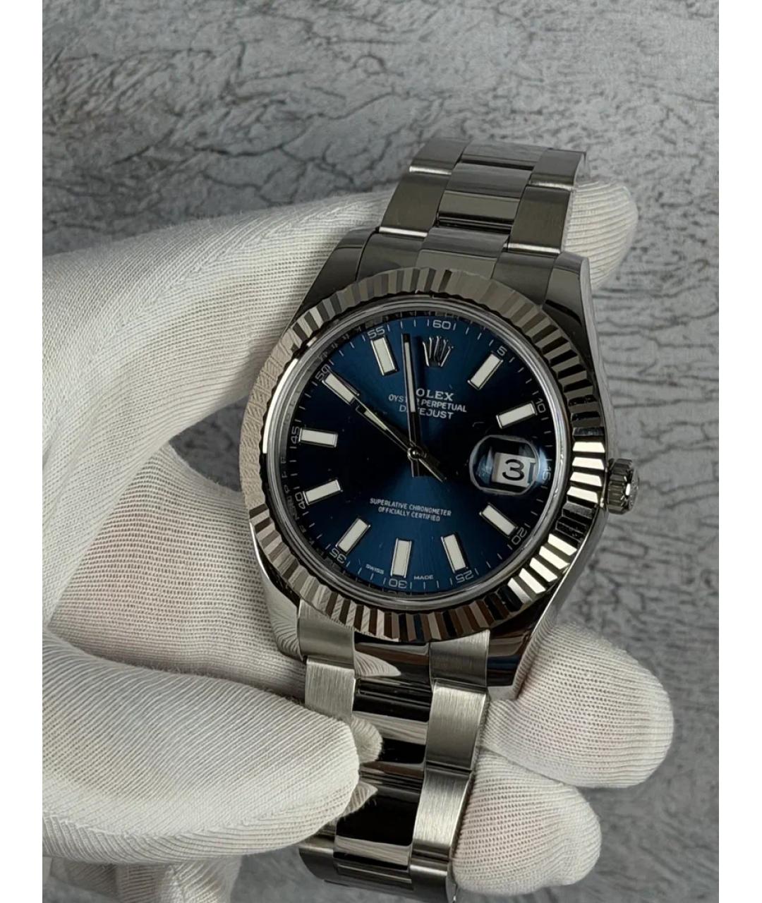 ROLEX Синие часы из белого золота, фото 2
