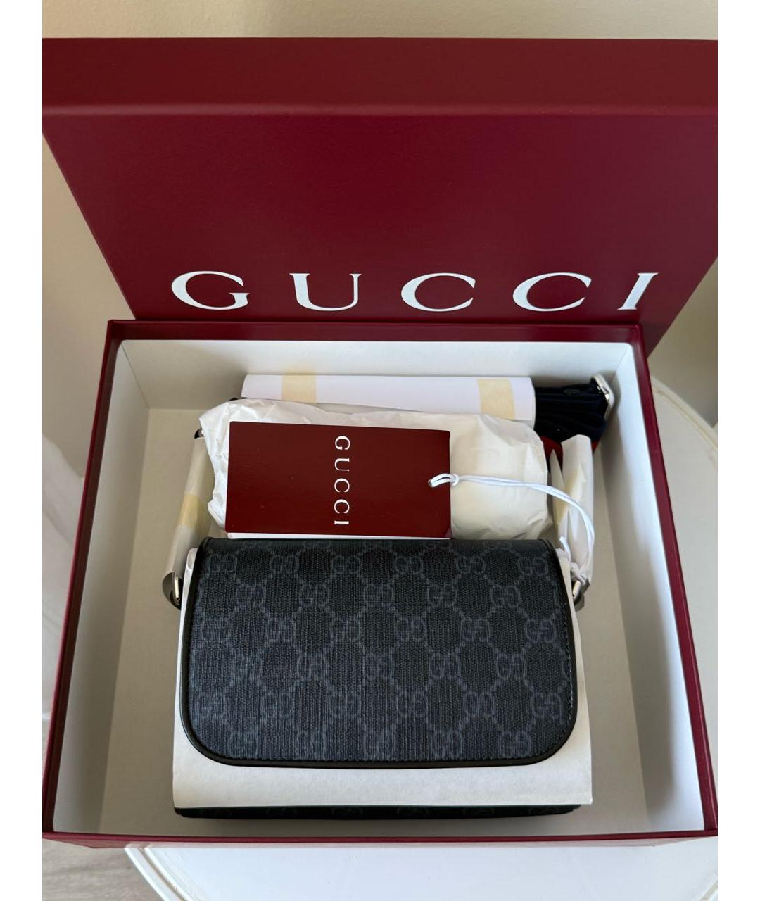 GUCCI Коричневая канва поясная сумка, фото 2