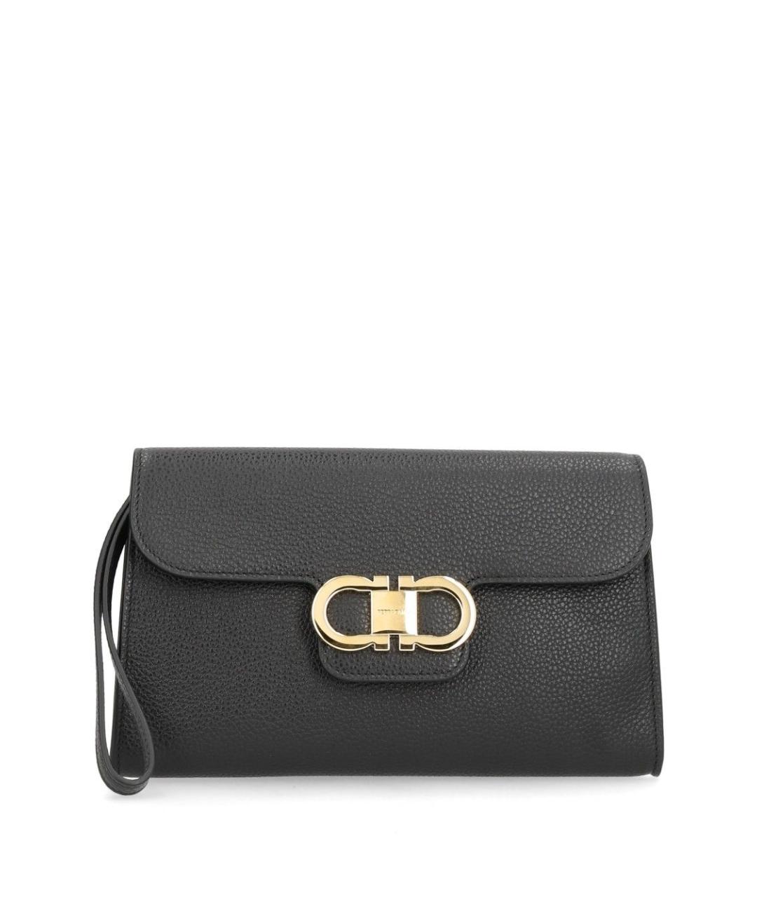 FERRAGAMO Черный кожаный кошелек, фото 1