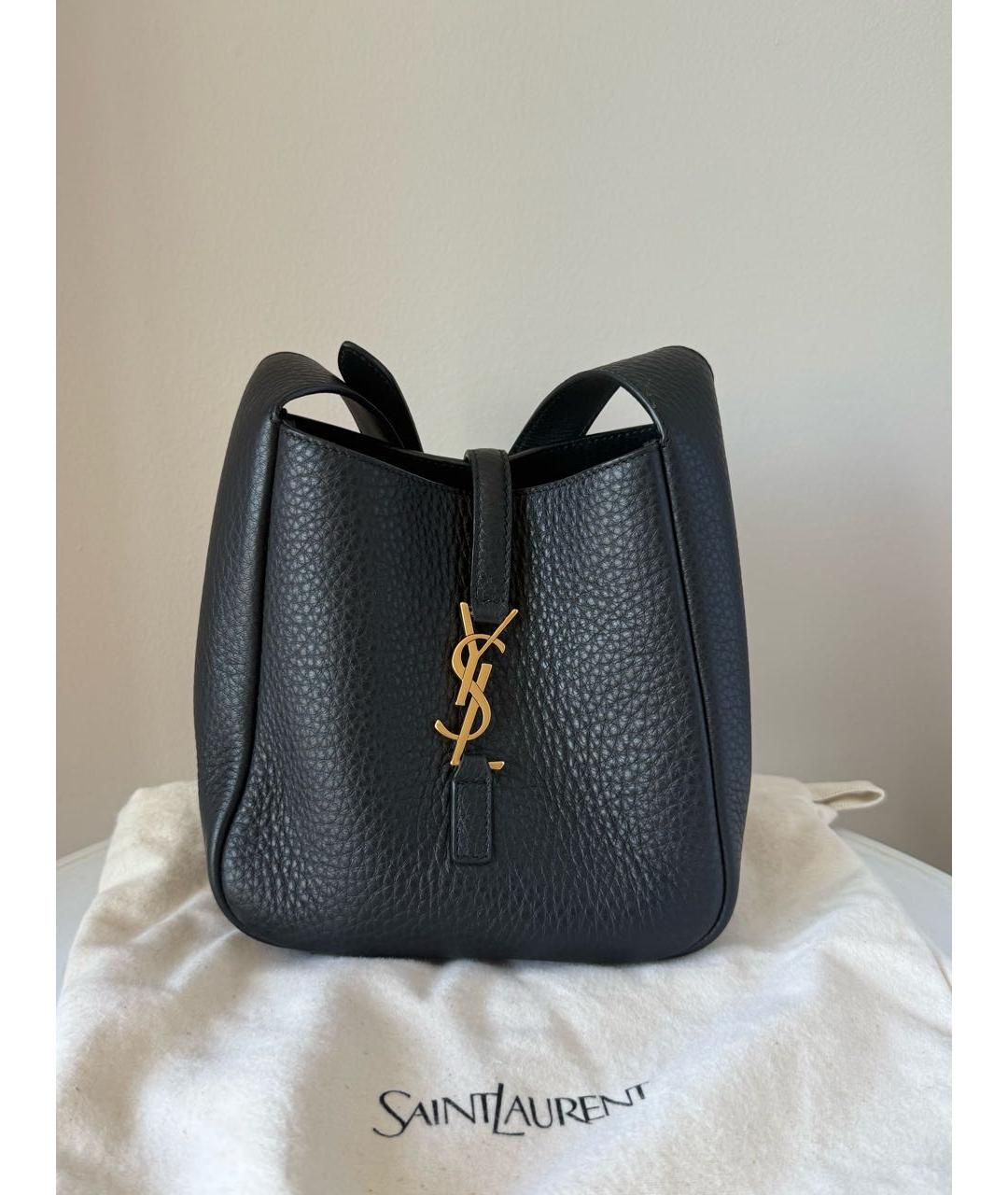 SAINT LAURENT Черная кожаная сумка с короткими ручками, фото 5