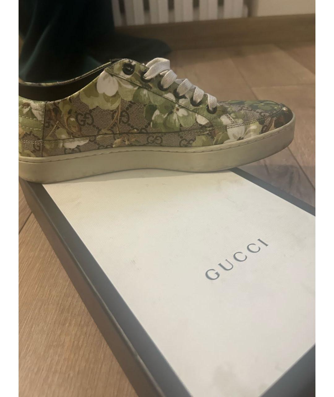 GUCCI Белые кожаные кеды, фото 4