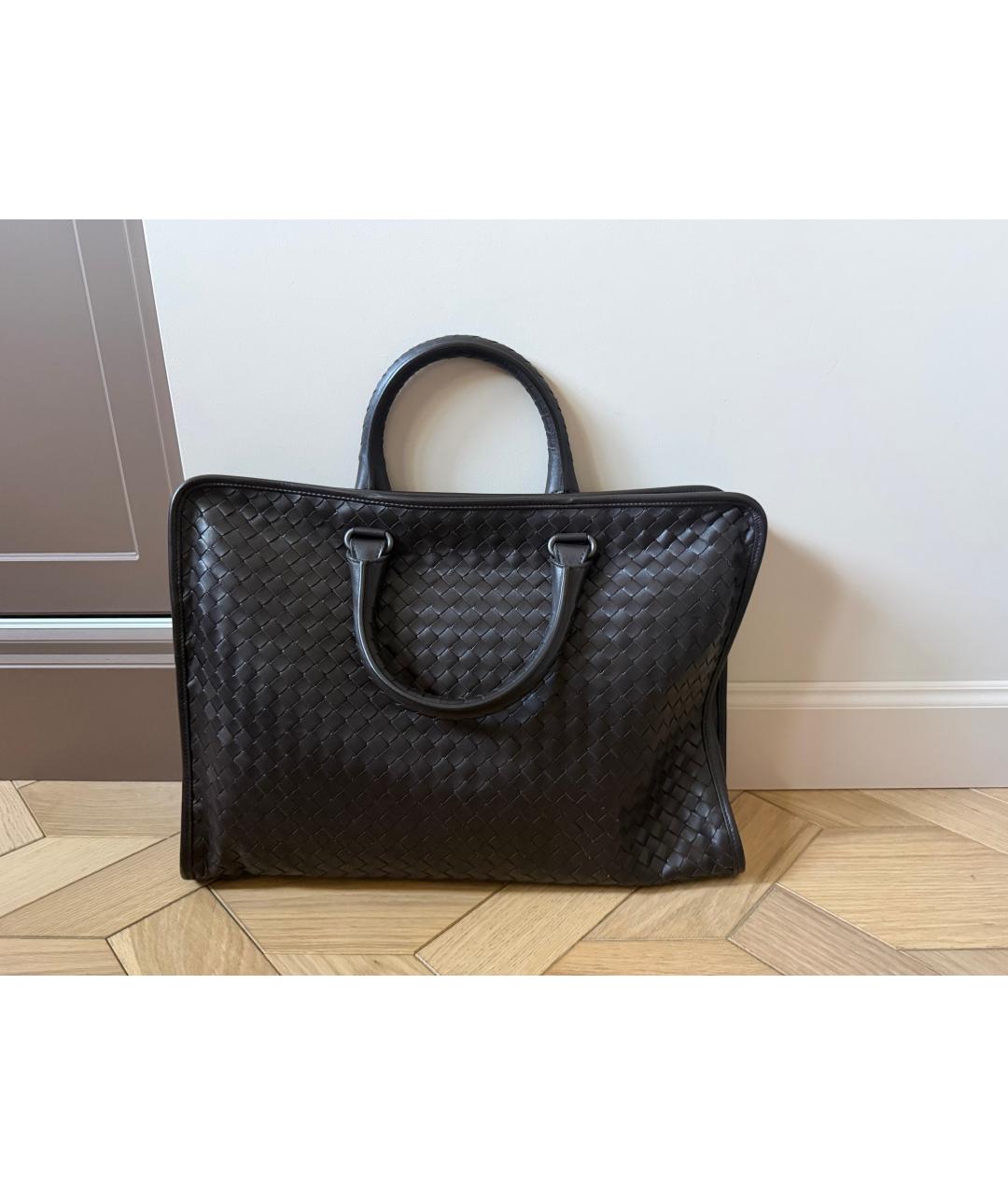 BOTTEGA VENETA Черный кожаный портфель, фото 2