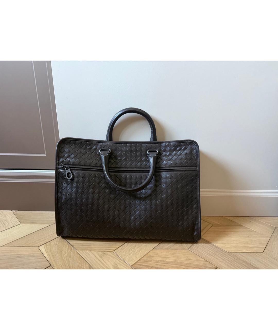 BOTTEGA VENETA Черный кожаный портфель, фото 6