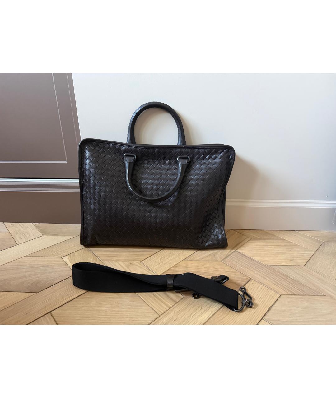 BOTTEGA VENETA Черный кожаный портфель, фото 3