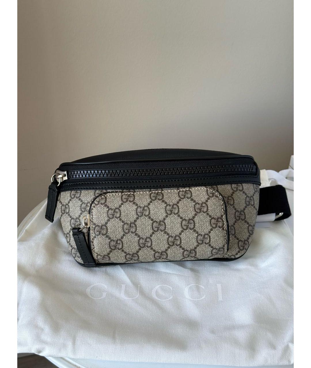 GUCCI Черная канва поясная сумка, фото 5