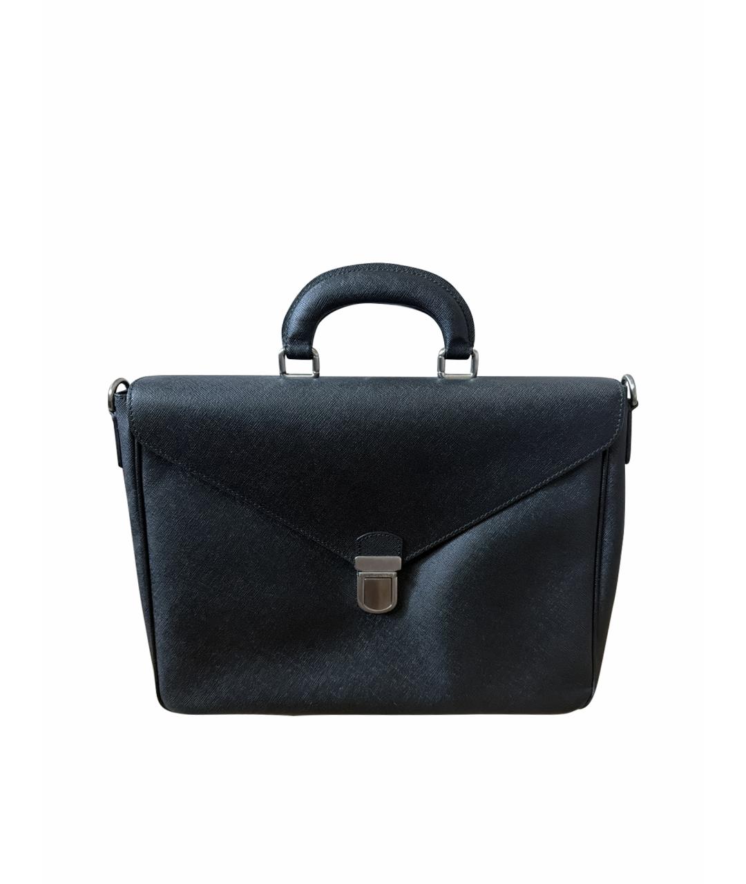 GIORGIO ARMANI Черный кожаный портфель, фото 1