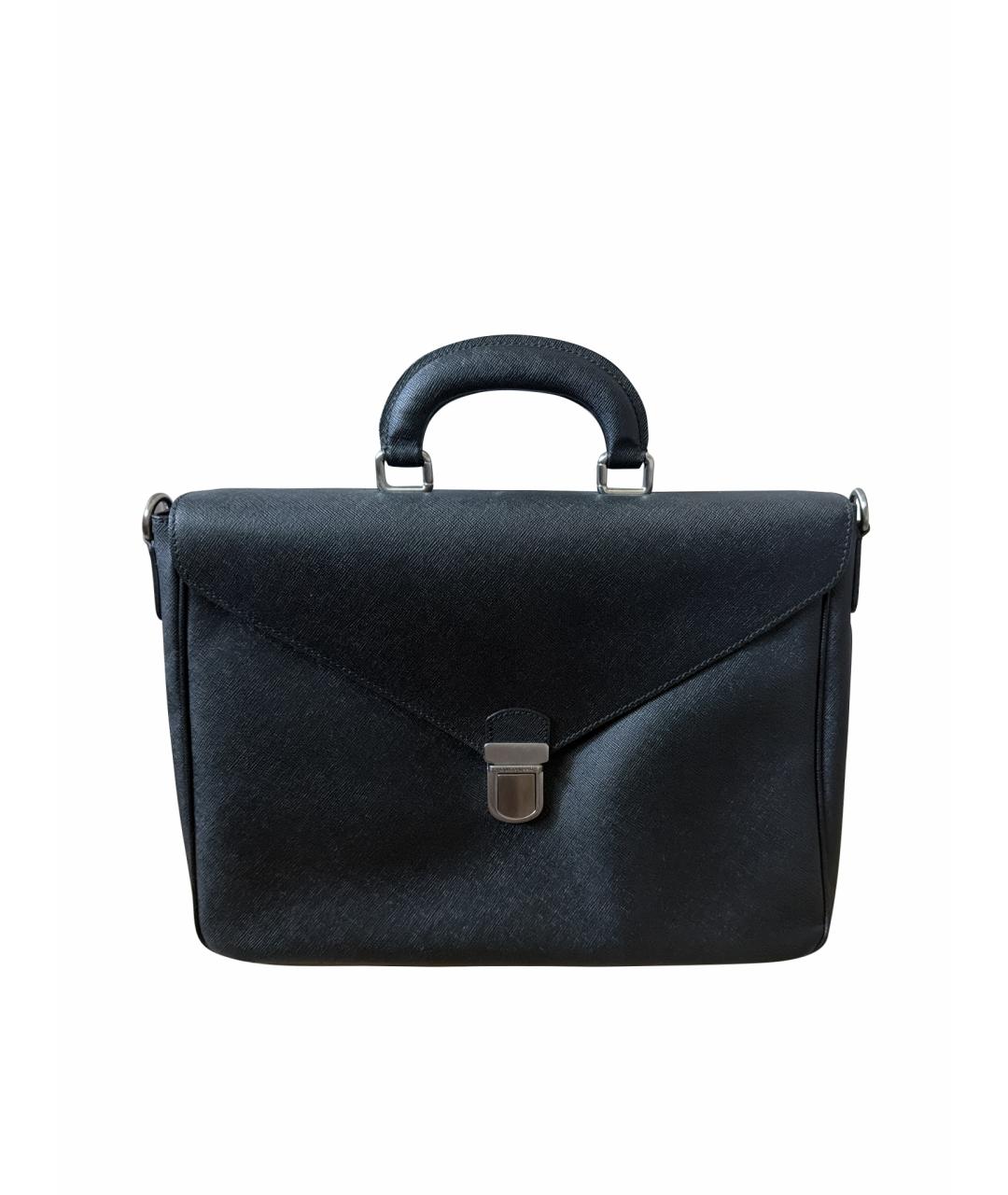 GIORGIO ARMANI Черный кожаный портфель, фото 7