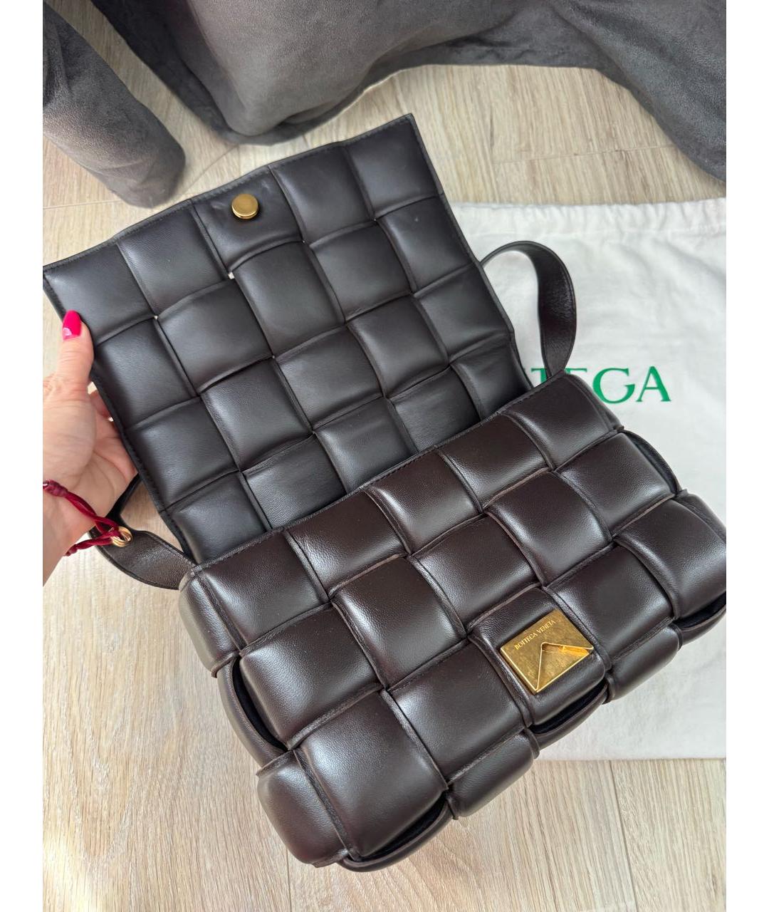 BOTTEGA VENETA Коричневая кожаная сумка через плечо, фото 5
