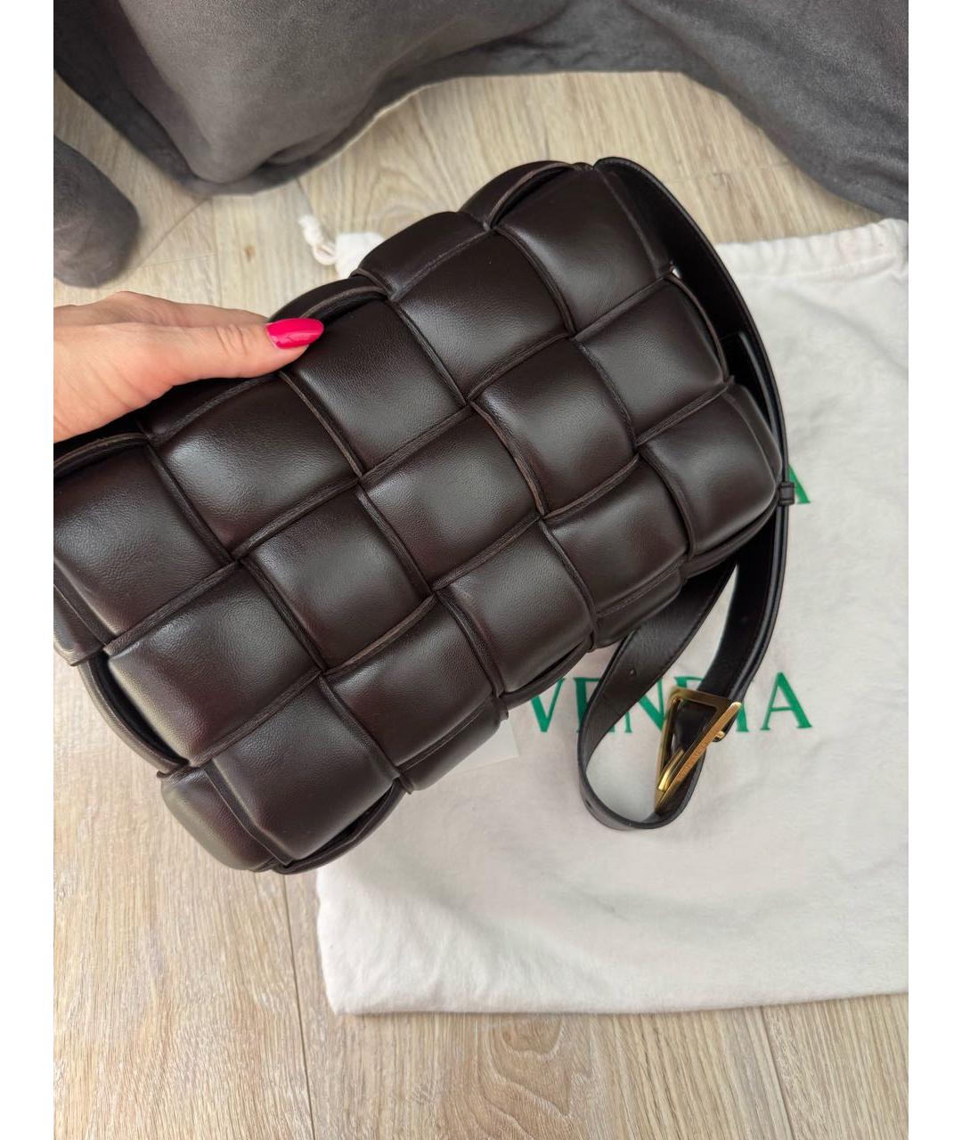 BOTTEGA VENETA Коричневая кожаная сумка через плечо, фото 4